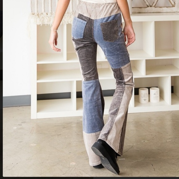 🎄Oli & Hali “ Daphne “ Oli & Hali Corduroy Flare Pants Colorblock Jeans - Picture 5 of 6